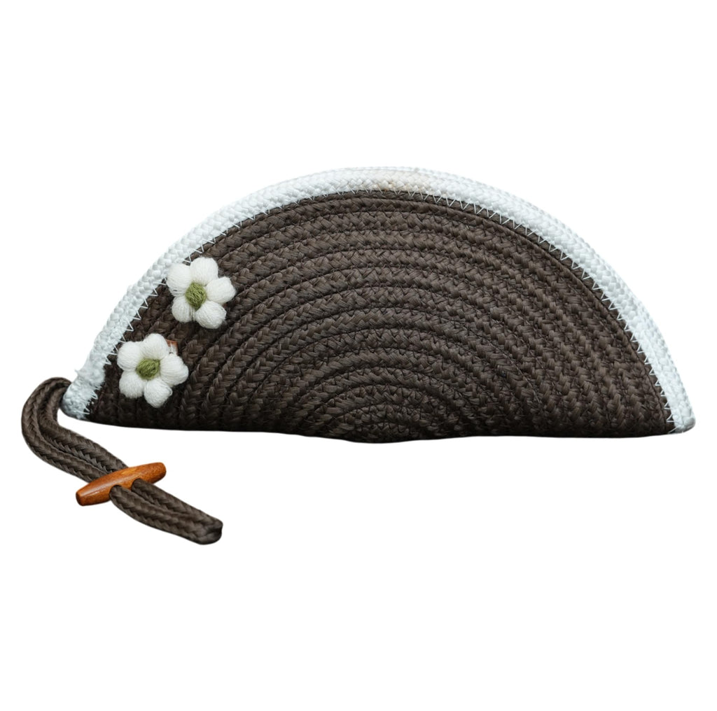 Ariya Women Clutch Handbag with Flower (4077 | Brown) Handcrafted PP & Cotton Blend Clutch, Perfect for Ladies & Girls, Lightweight Stylish Purse for Parties, Special Occasions, Casual & Formal