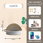 ARIYA Stylish Unique Handmade Beige & Yellow Lace (PP & Cotton Blend) Clutch Bag, Perfect for Parties, Weddings & Everyday Outings