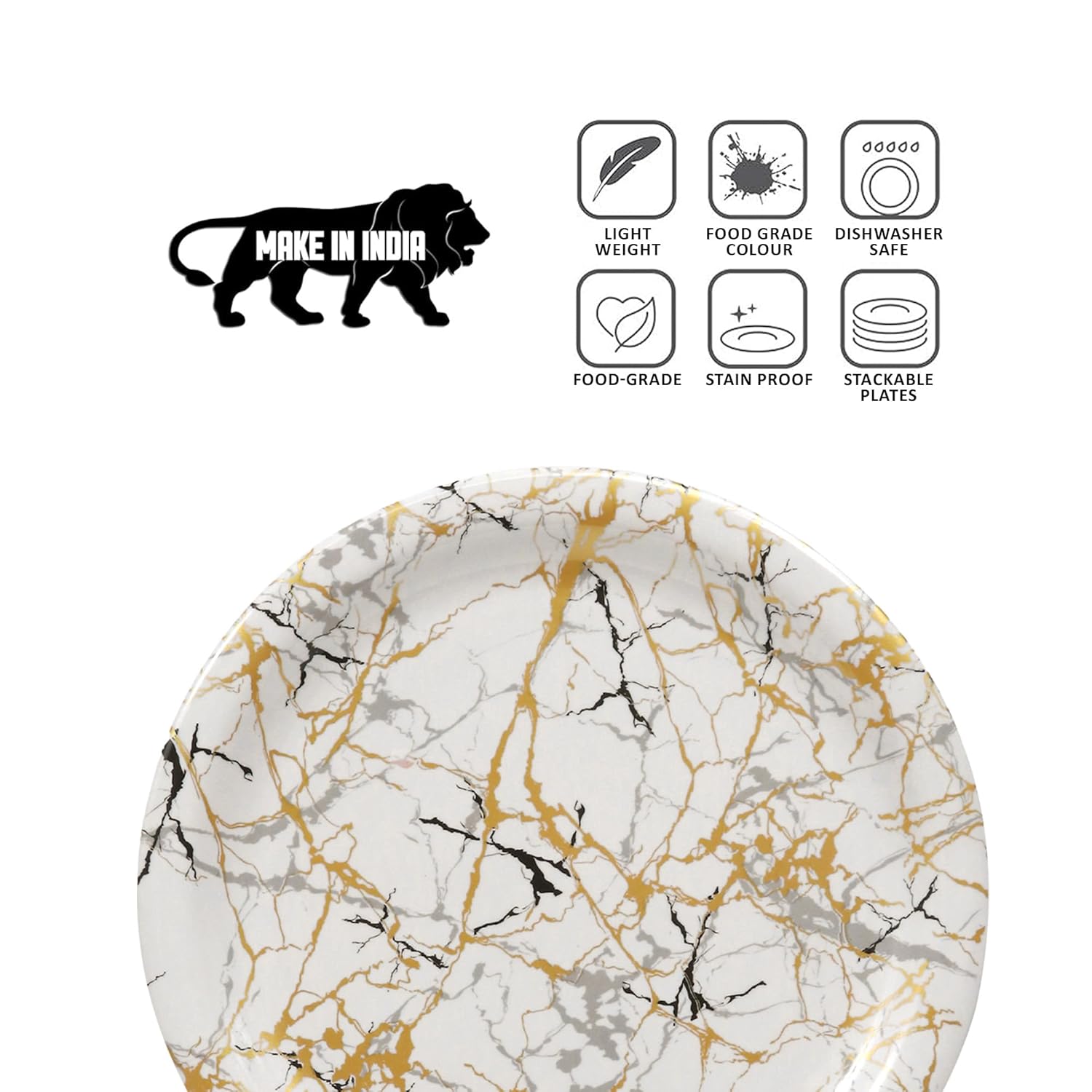 Ariya Melamine Dinner Plates 13 Inch Set of 12 | Royal Marble