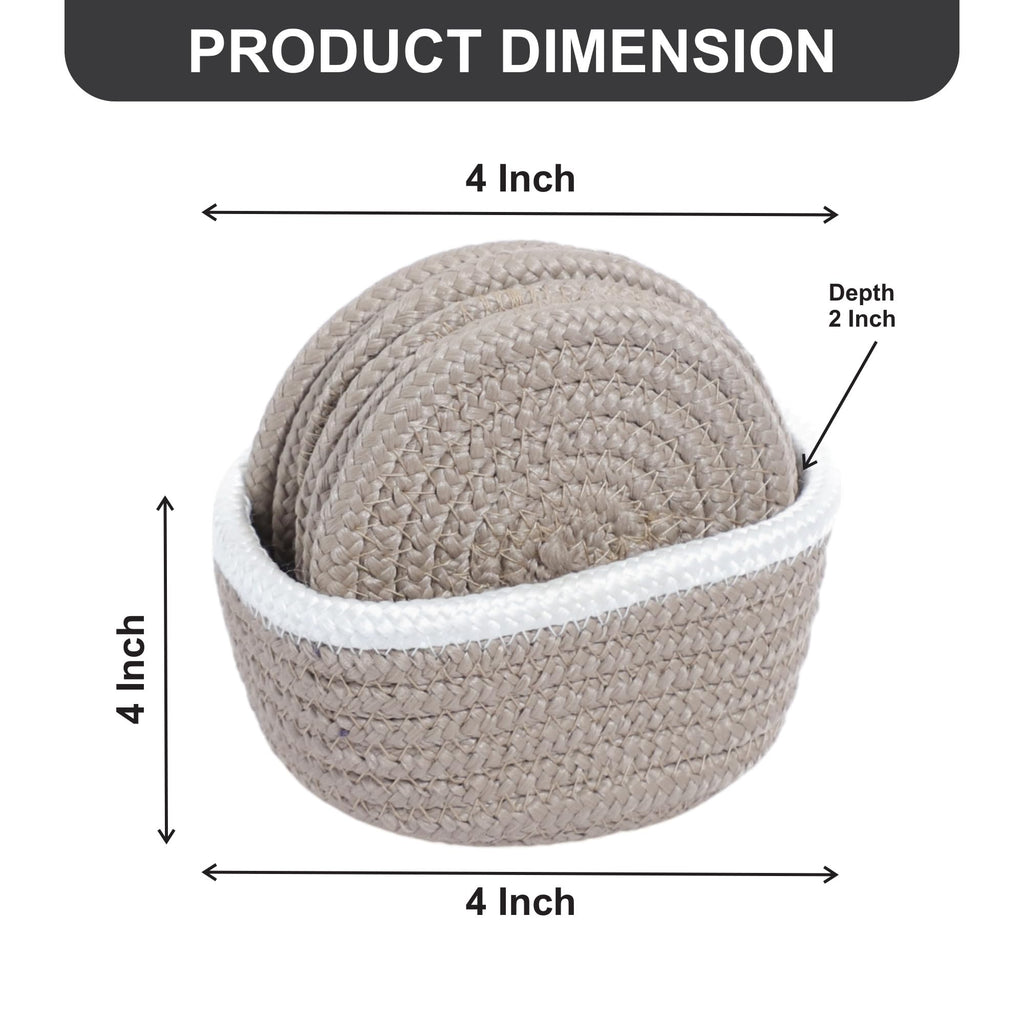 Ariya 6 Psc PP & Cotton Blend Brown Coasters (6 Inch) - Absorbent, Woven, Ideal for Room, Hotel, Bar, Housewarming Gift