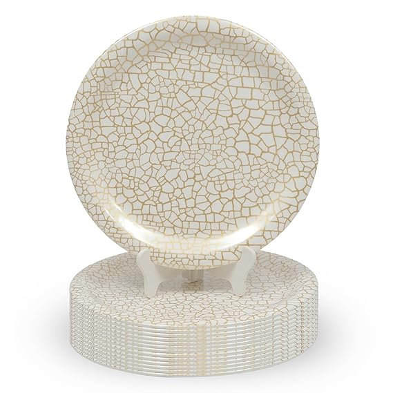 Ariya Melamine Dinner Plates 13 Inch Set of 12 | Elegant Gold