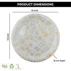 Ariya Melamine Dinner Plates 13 Inch Set of 12 | Golden Blossom