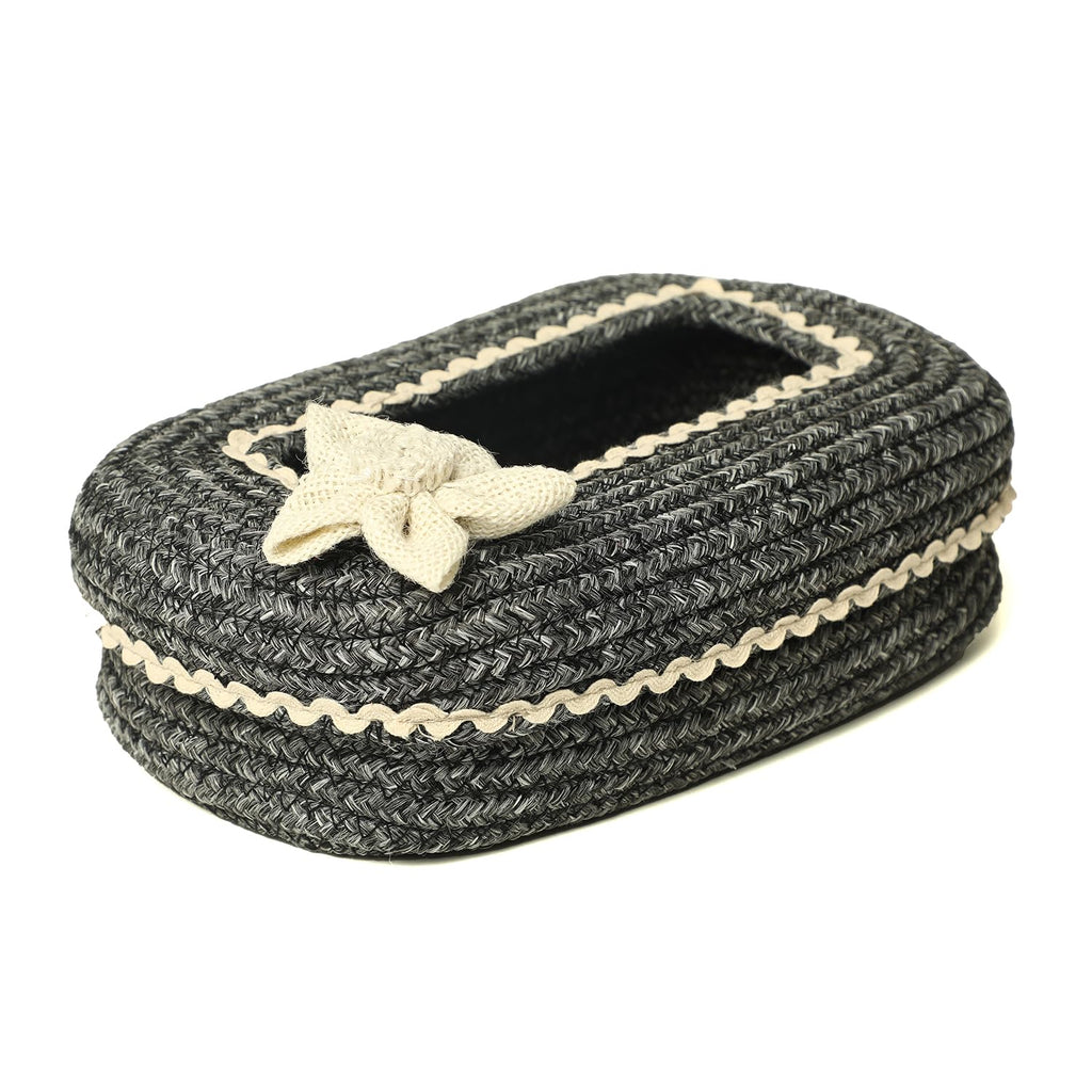 Ariya Cotton Tissue Box Holder – Grey - White Lace