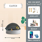 ARIYA Stylish Unique Handmade Dark Grey (PP & Cotton Blend) Clutch Bag with Sticker, Perfect for Parties, Weddings & Everyday Outings