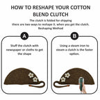 ARIYA Stylish Unique Handmade Brown (PP & Cotton Blend) Clutch Bag with 2 Flower, Perfect for Parties, Weddings & Everyday Outings