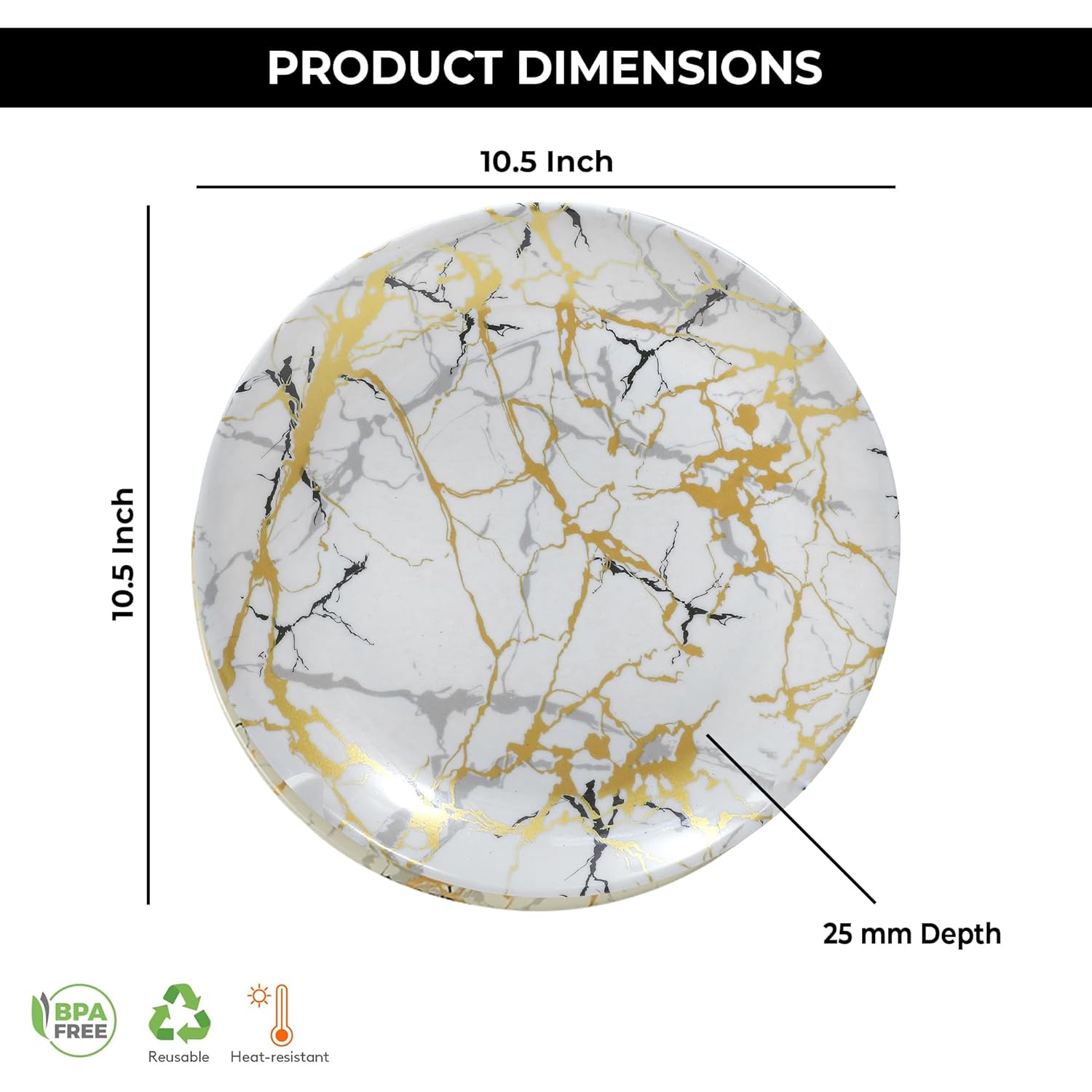Ariya 10.5" Melamine Dinner Plates Set of 24 – Luxury Gold