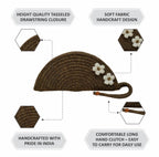 ARIYA Stylish Unique Handmade Brown (PP & Cotton Blend) Clutch Bag with 2 Flower, Perfect for Parties, Weddings & Everyday Outings