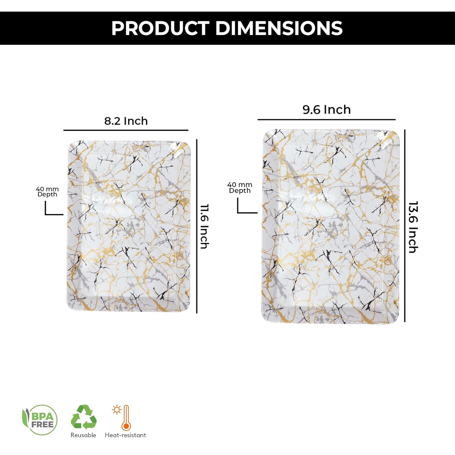 Ariya Melamine Serving Tray Set of 2 – White and Black | 603,604