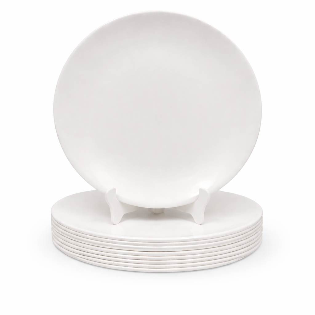 Ariya 10.5" Melamine Dinner Plates Set of 12 – Milky Mist