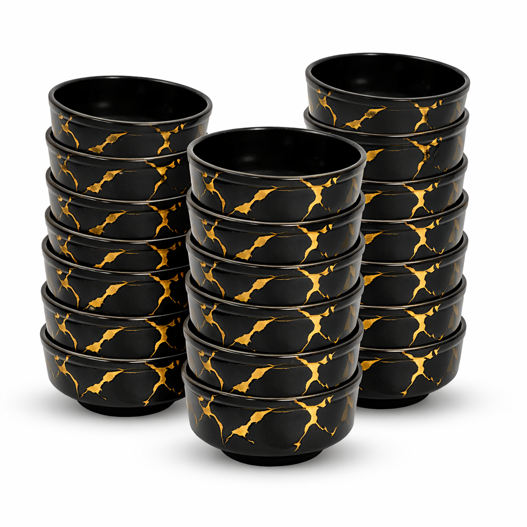 Ariya 4.5" Melamine Soup Bowls Set of 24 | Black Gold, 350ml | 584