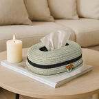 Ariya Light Grey Tissue Box With Wooden Button | Elegant Durable Holder