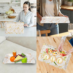Ariya Melamine Serving Tray Set of 2 – White and Gold | 603,604