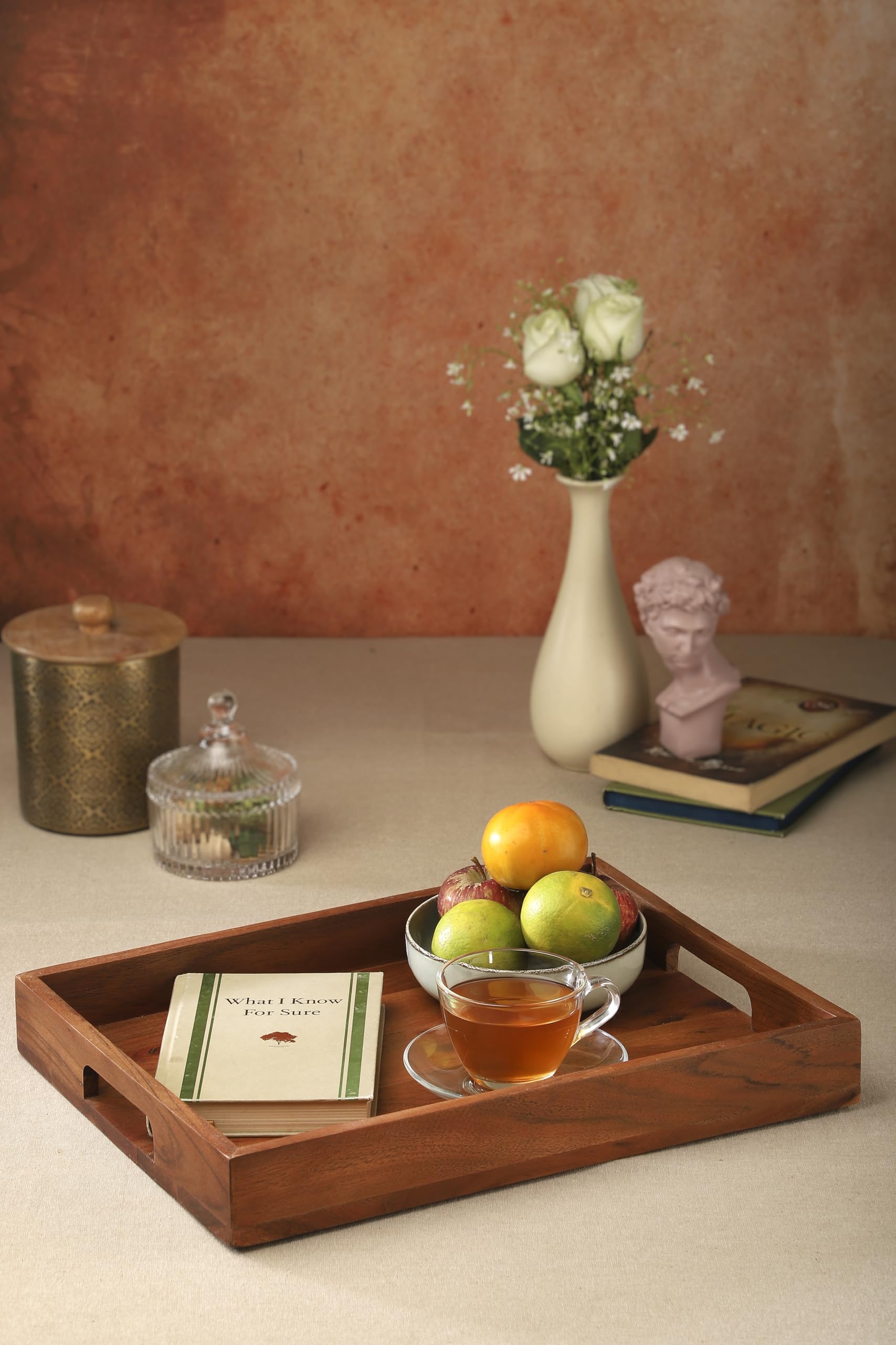 Ariya 18" Acacia Wooden Serving Tray with Handles | Dining, Kitchen & Home Decor
