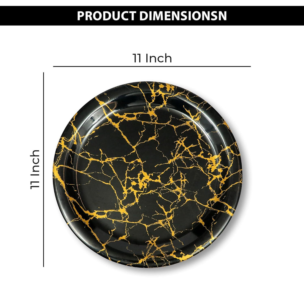 Ariya Melamine 11"Inch Dinner Plate | Black-Gold | Pack of 6