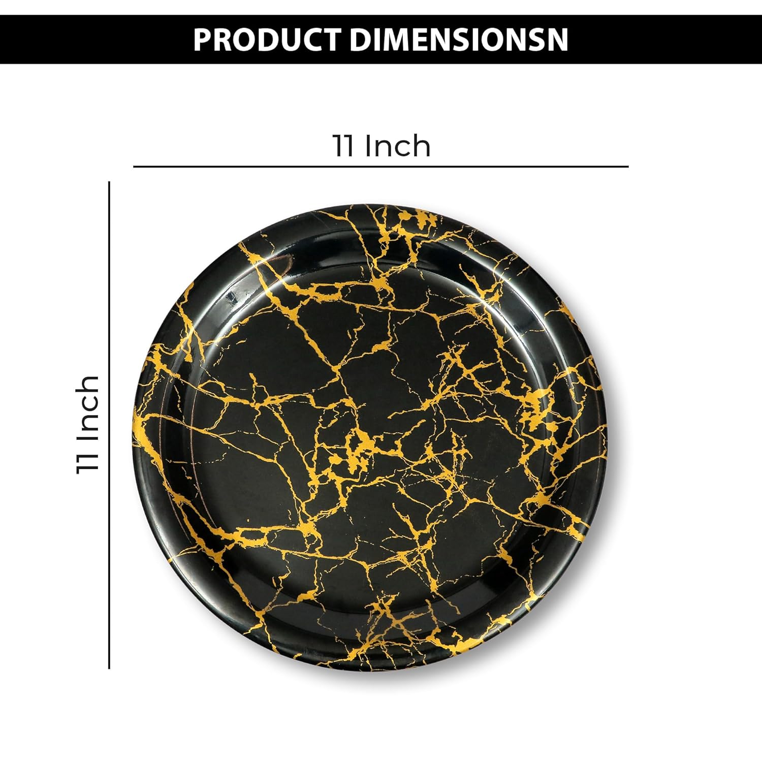 Ariya Melamine 11"Inch Dinner Plate | Black-Gold | Pack of 6