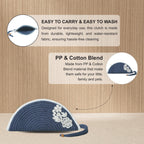 ARIYA Stylish Unique Handmade Blue & White Line (PP & Cotton Blend) Clutch Bag with Flower, Perfect for Parties, Weddings & Everyday Outings