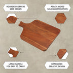 Ariya 14" Acacia Wooden Serving Platter with Chutney Bowl | Cheese & Charcuterie Board for Kitchen & Dining