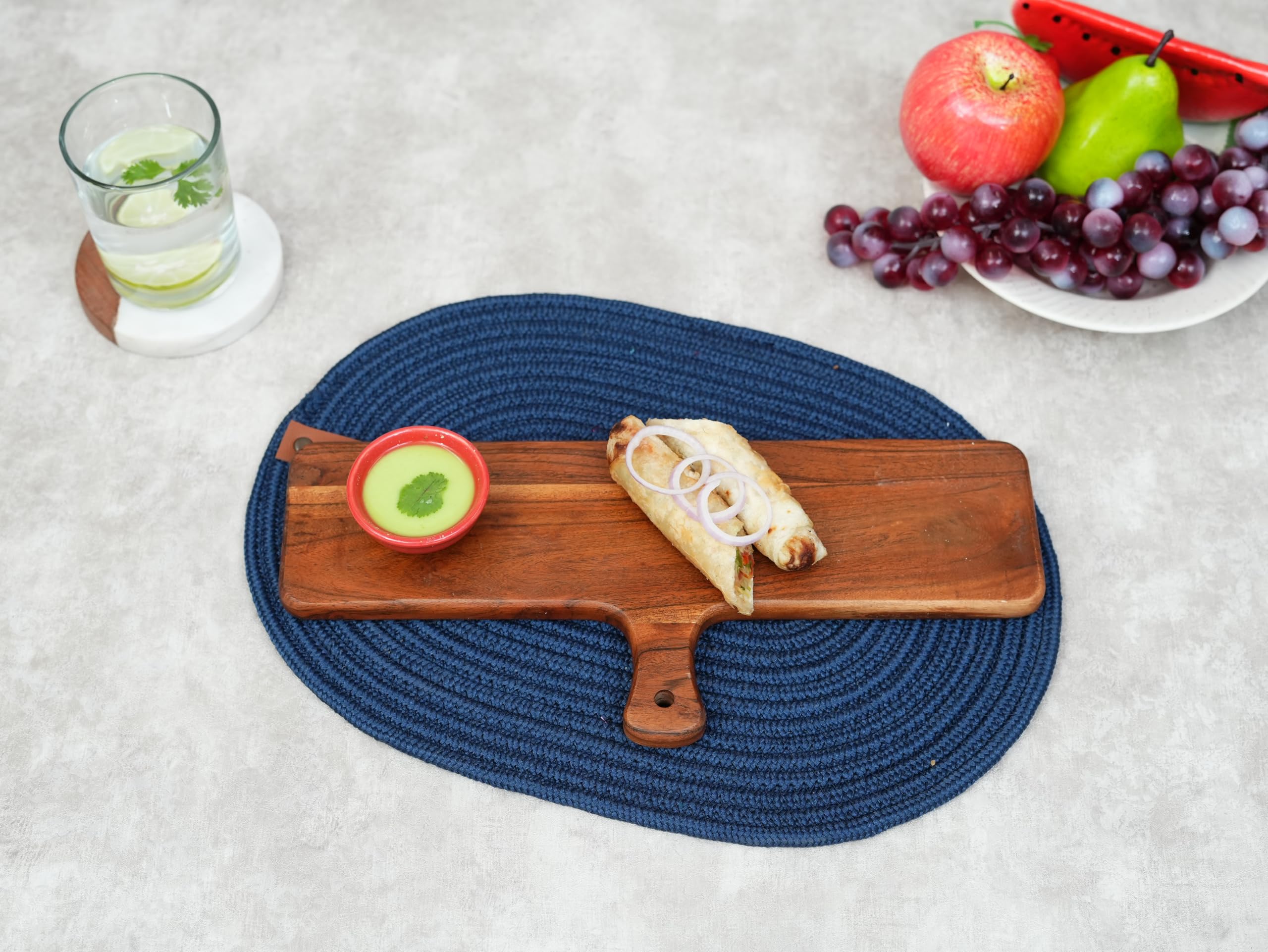 Ariya 6.5 x 14 Inch Acacia Wooden Serving Platter with Handle