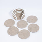 Ariya 6 Psc PP & Cotton Blend Beige Coasters (6 Inch) - Absorbent, Woven, Ideal for Room, Hotel, Bar, Housewarming Gift