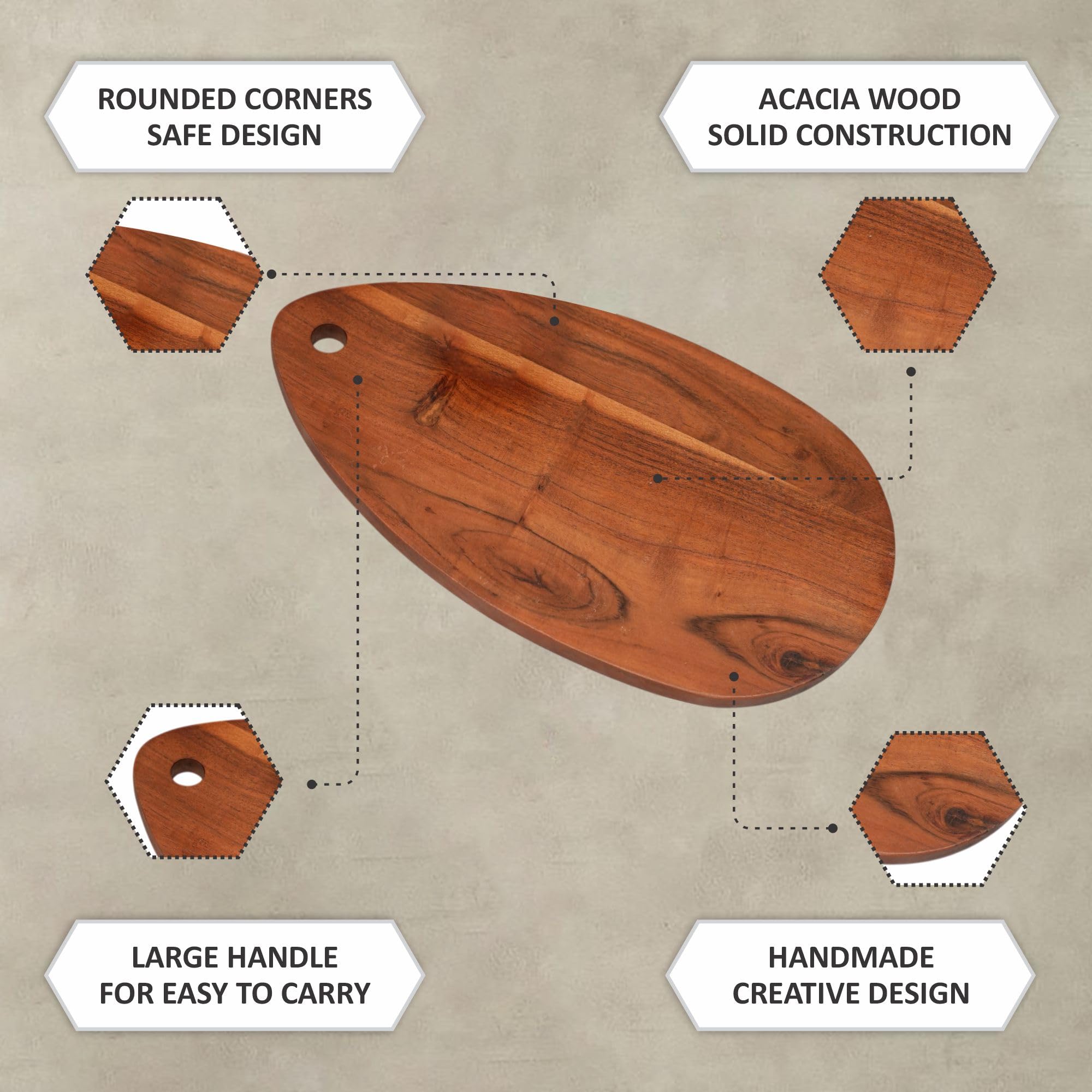 Ariya 14" Acacia Wooden Serving Platter with Chutney Bowl | Cheese & Charcuterie Board for Kitchen & Dining