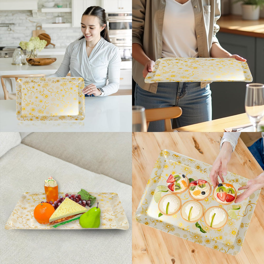 Ariya Melamine Serving Tray Set of 12 – Golden Bloom | 605