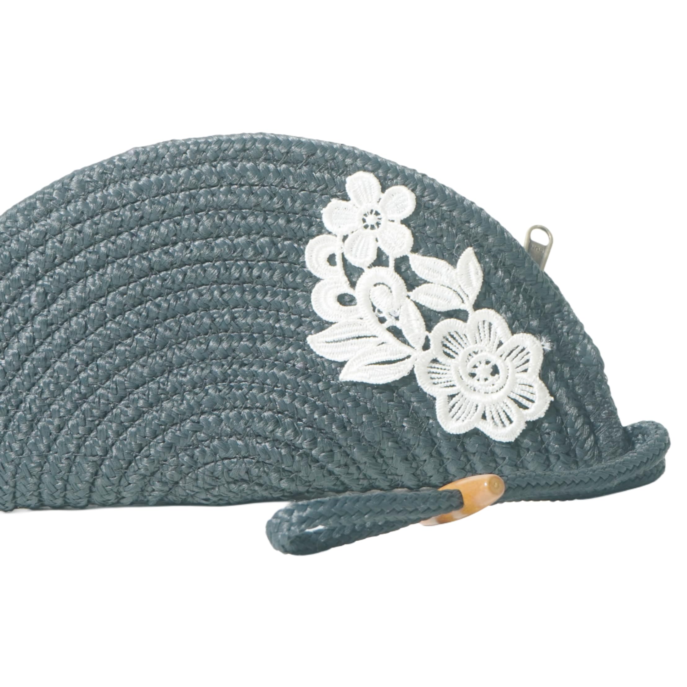 ARIYA Stylish Unique Handmade Grey (PP & Cotton Blend) Clutch Bag with Flower, Perfect for Parties, Weddings & Everyday Outings