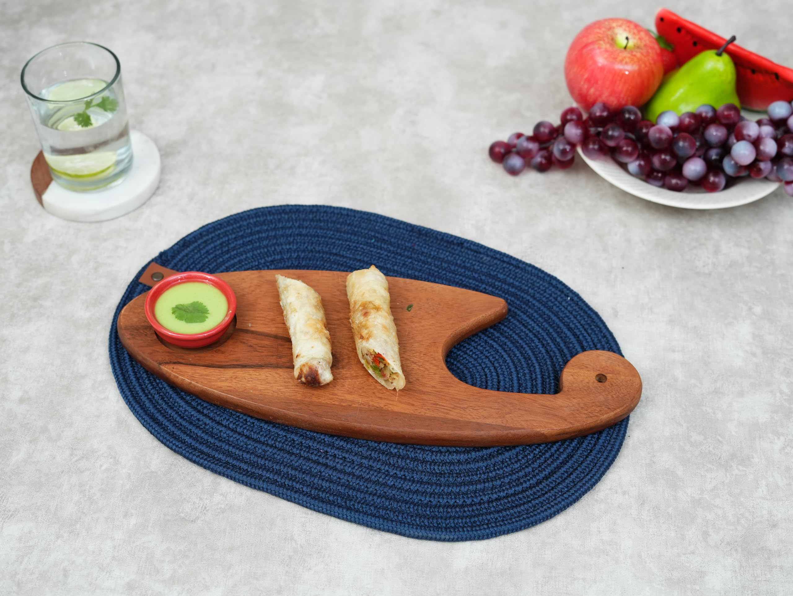 Ariya 15 x 5.5 Inch Acacia Wooden Fish-Shaped Serving Platter