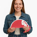 ARIYA Stylish Unique Handmade Red & White Line (PP & Cotton Blend) Clutch Bag with Flower, Perfect for Parties, Weddings & Everyday Outings