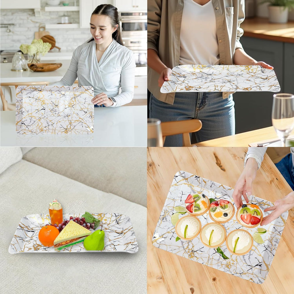 Ariya Melamine Serving Tray Set of 2 – White and Black | 603,604