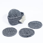 Ariya 6 Psc PP & Cotton Blend Grey Coasters (6 Inch) - Absorbent, Woven, Ideal for Room, Hotel, Bar, Housewarming Gift