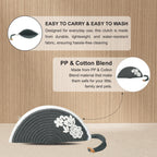 ARIYA Stylish Unique Handmade Dark Grey & White Line (PP & Cotton Blend) Clutch Bag with Flower, Perfect for Parties, Weddings & Everyday Outings