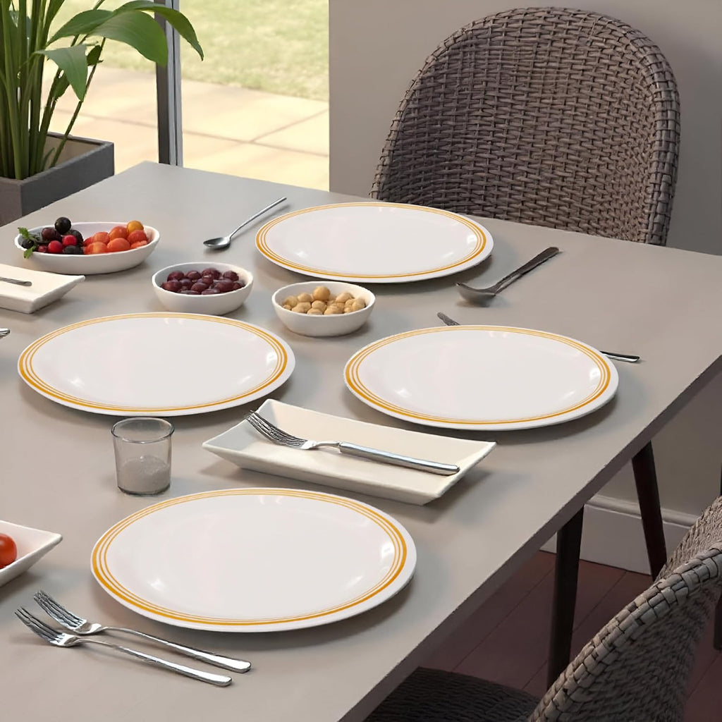 Ariya Melamine Dinner Plates 11 Inch Set of 12 | Royal Double Stripe