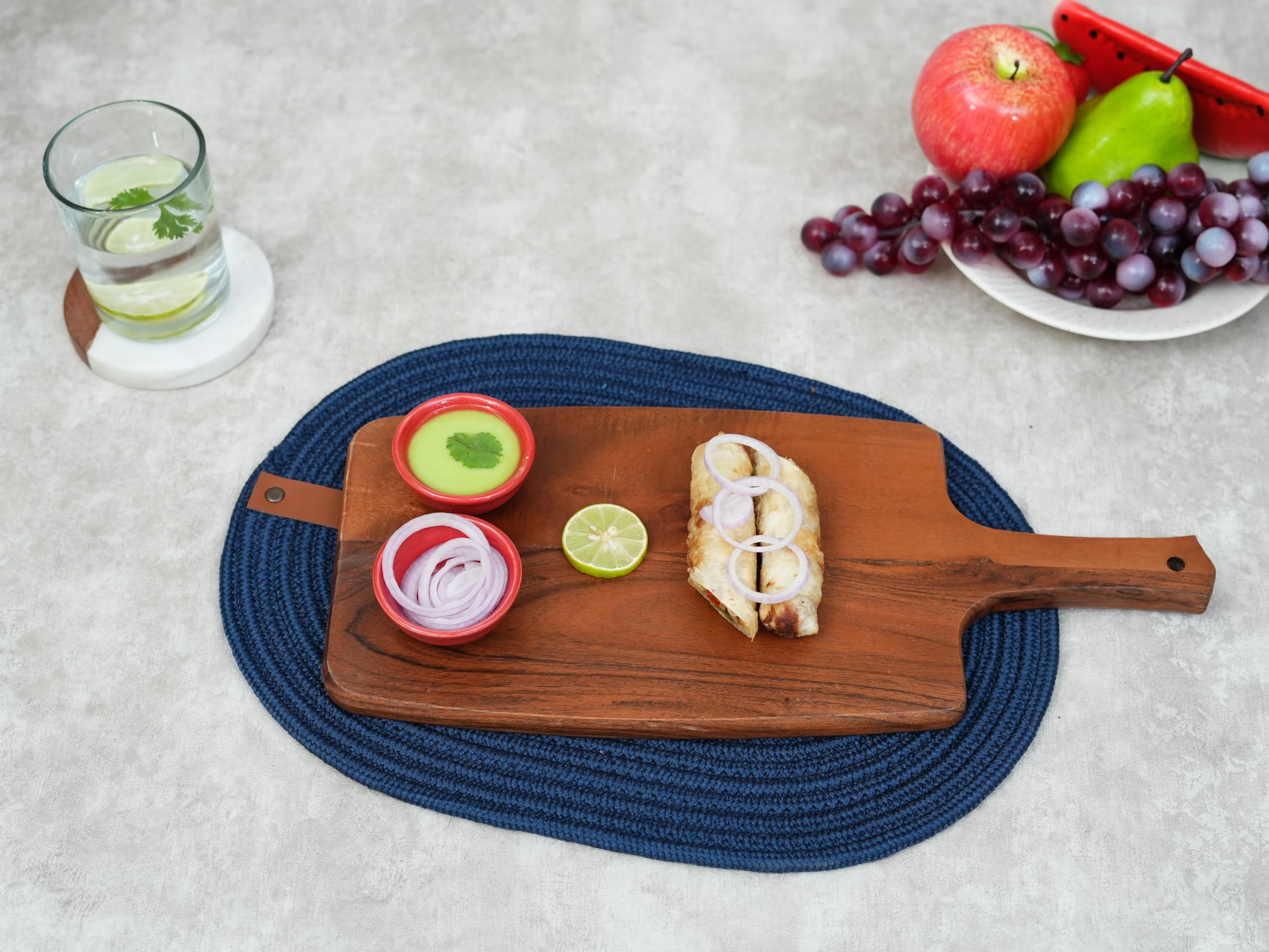Ariya 16 x 7 Inch Acacia Wooden Serving Platter with Handle