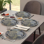Ariya Melamine Dinner Plates 13 Inch Set of 24 | Midnight Gold