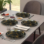 Ariya Melamine Dinner Plates 11 Inch Set of 12 | Golden Thunder