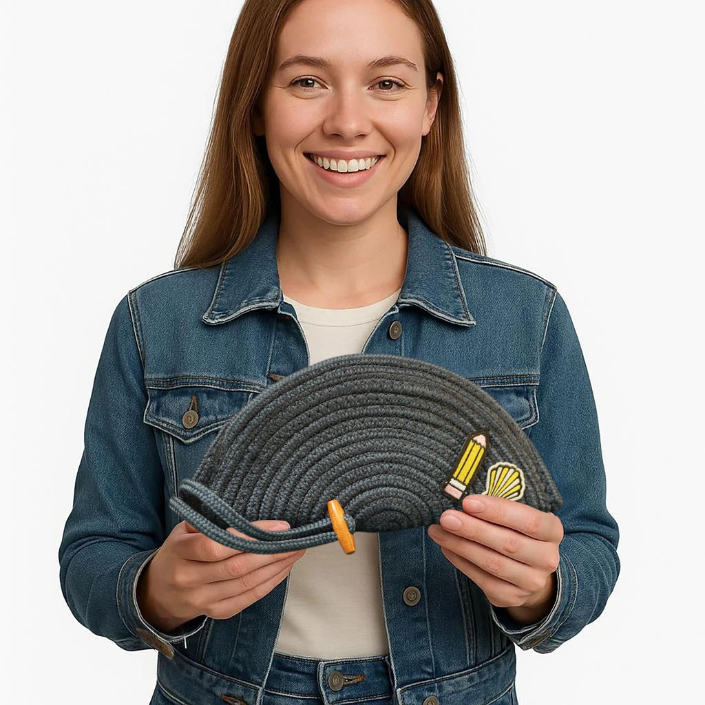 ARIYA Stylish Unique Handmade Dark Grey (PP & Cotton Blend) Clutch Bag with Sticker, Perfect for Parties, Weddings & Everyday Outings