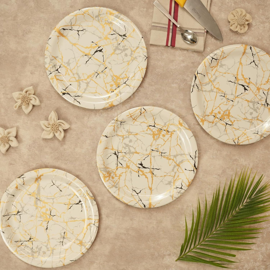 Ariya Melamine Dinner Plates 11 Inch Set of 12 | Luxury Gold