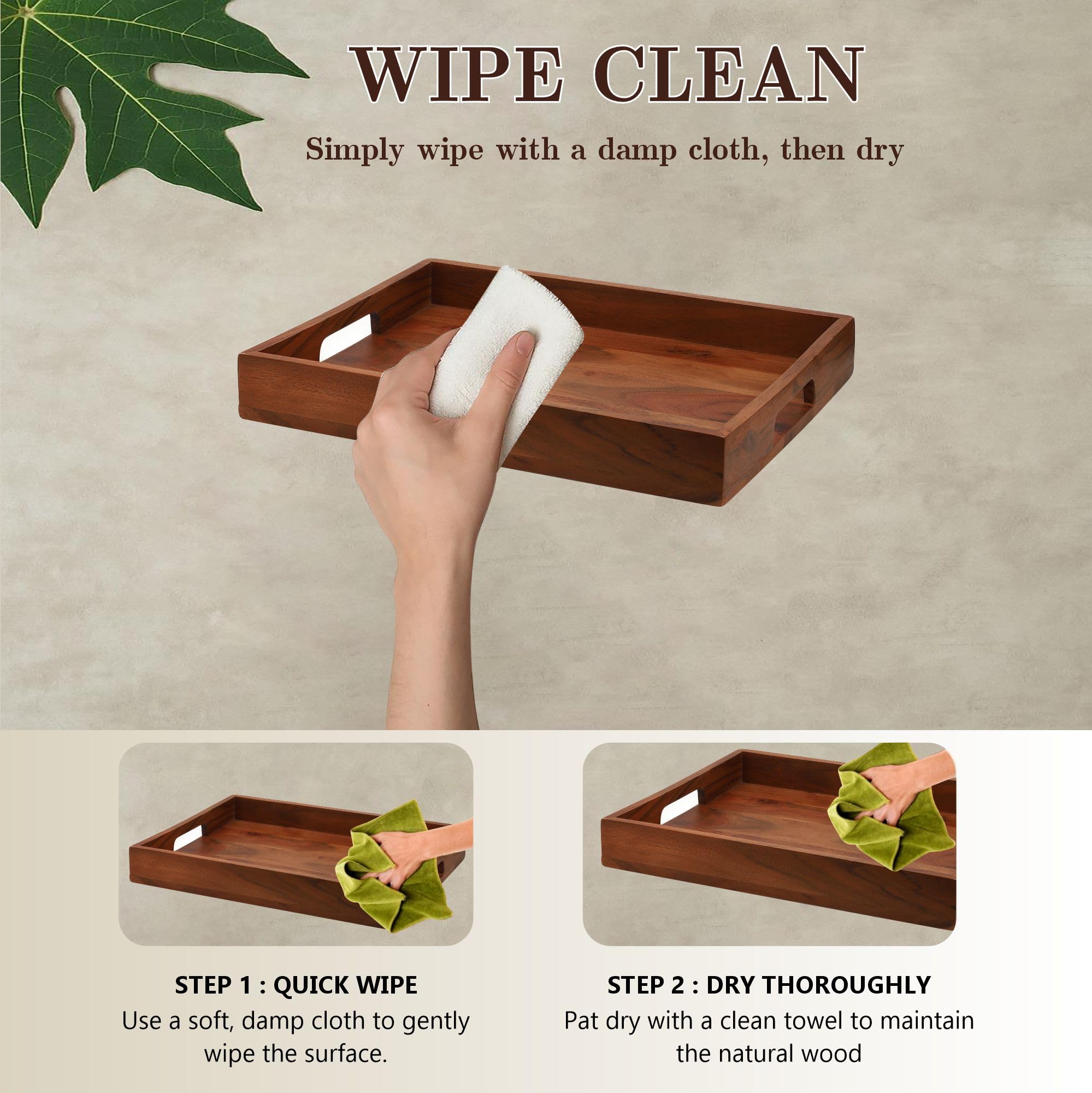 Ariya 14" Acacia Wooden Serving Tray with Handles | Dining & Home Decor