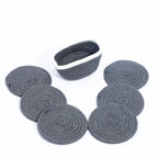 Ariya 6 Psc PP & Cotton Blend Dark Grey Coasters (6 Inch) - Absorbent, Woven, Ideal for Room, Hotel, Bar, Housewarming Gift