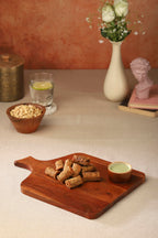 Ariya 14" Acacia Wooden Serving Platter with Chutney Bowl | Cheese & Charcuterie Board for Kitchen & Dining