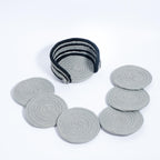 Ariya 6 Psc PP & Cotton Blend Light Grey Coasters (6 Inch) - Absorbent, Woven, Ideal for Room, Hotel, Bar, Housewarming Gift
