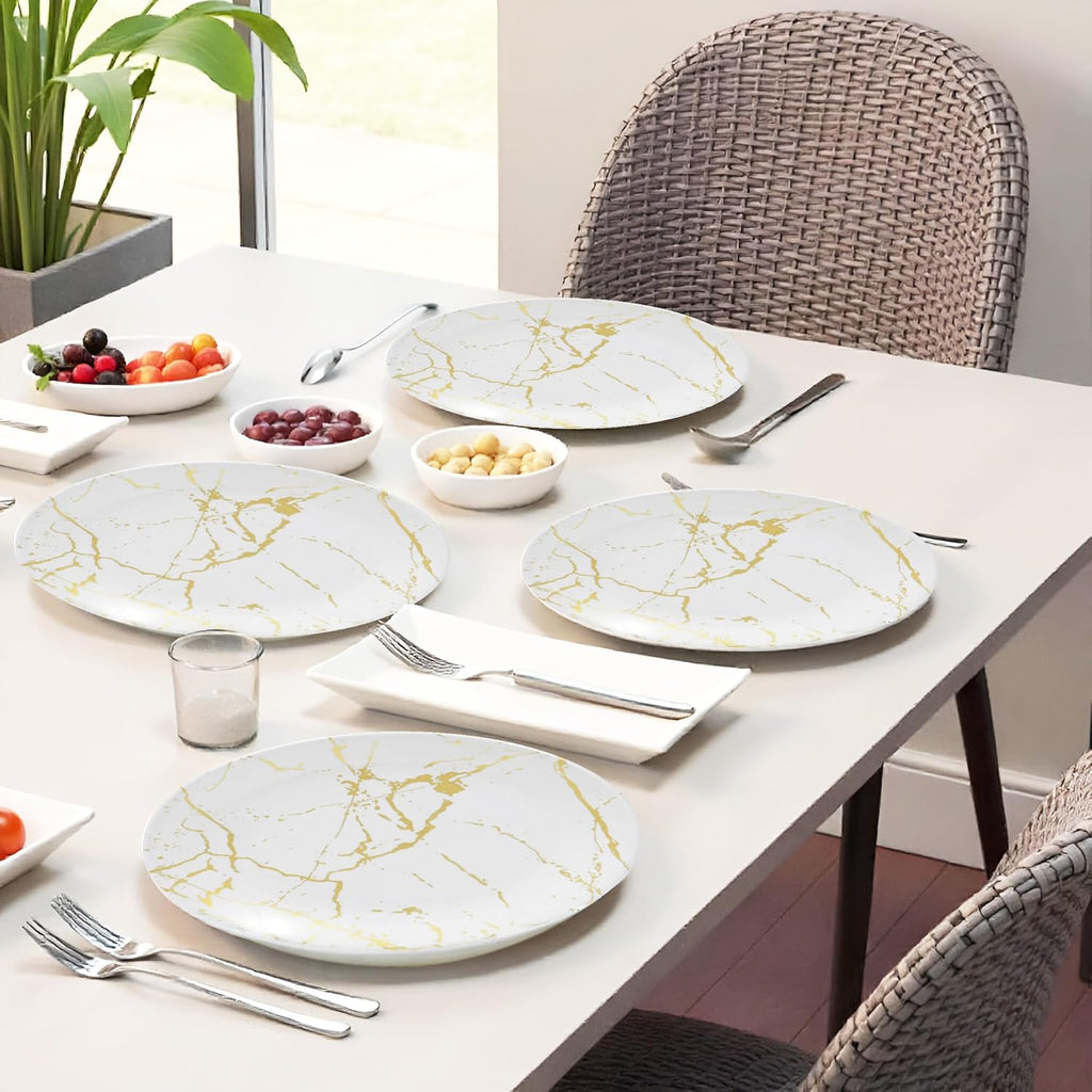 Ariya 10.5" Melamine Dinner Plates Set of 12 – Classic Gold Fusion