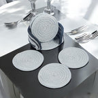 Ariya 6 Psc PP & Cotton Blend Light Grey Coasters (6 Inch) - Absorbent, Woven, Ideal for Room, Hotel, Bar, Housewarming Gift