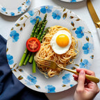 Ariya Melamine 11"Inch Dinner Plate | White Blue Flower Border | Pack of 4