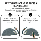 ARIYA Stylish Unique Handmade Light Grey & White Line (PP & Cotton Blend) Clutch Bag with 2 Flower, Perfect for Parties, Weddings & Everyday Outings