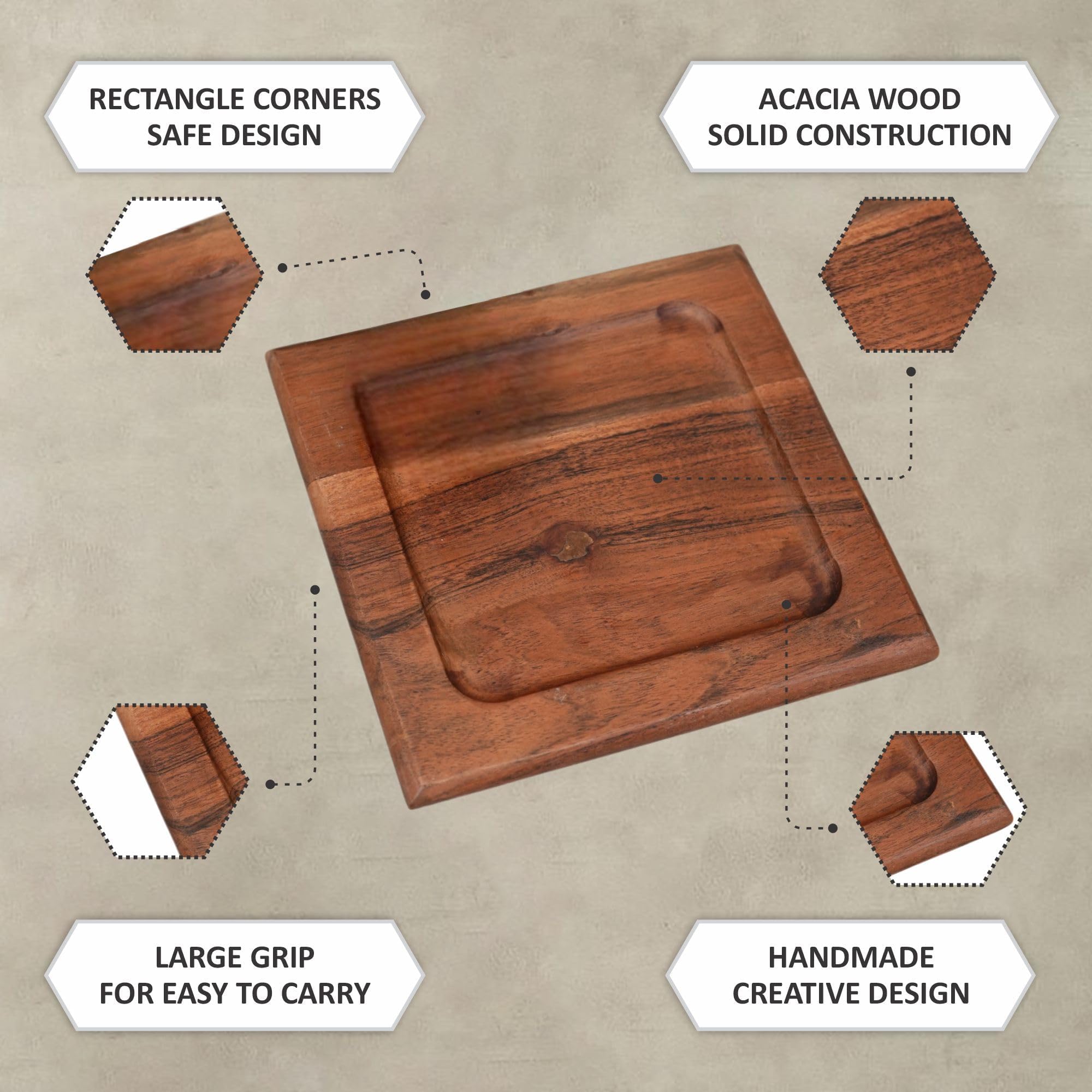 Ariya 10x10 Inch Acacia Wood Serving Platter with Chutney Bowl – Cheese, Bread & Snacks