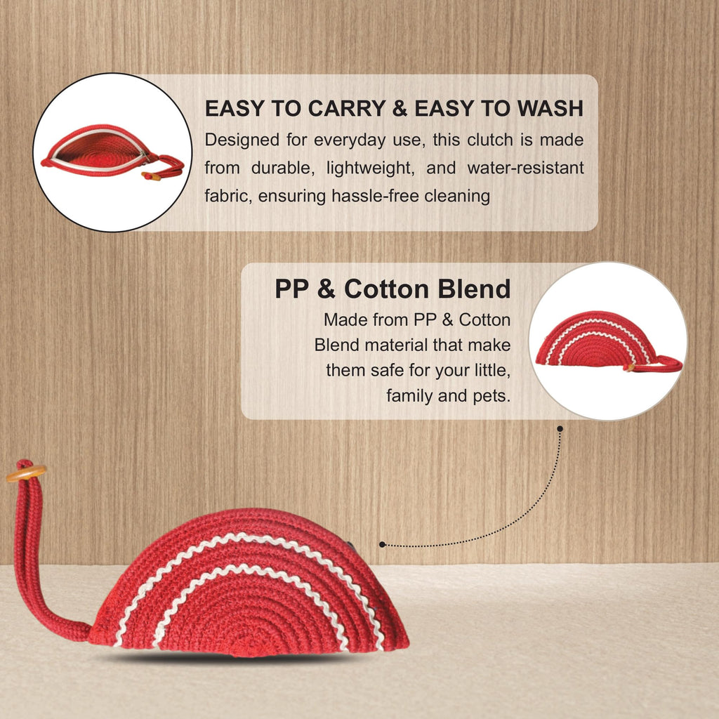 ARIYA Stylish Unique Handmade Red & White Lace (PP & Cotton Blend) Clutch Bag, Perfect for Parties, Weddings & Everyday Outings