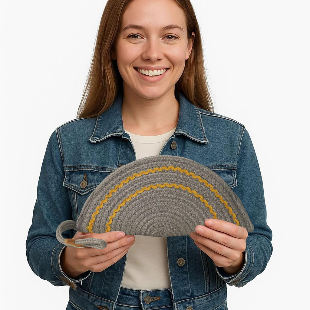 ARIYA Stylish Unique Handmade Beige & Yellow Lace (PP & Cotton Blend) Clutch Bag, Perfect for Parties, Weddings & Everyday Outings