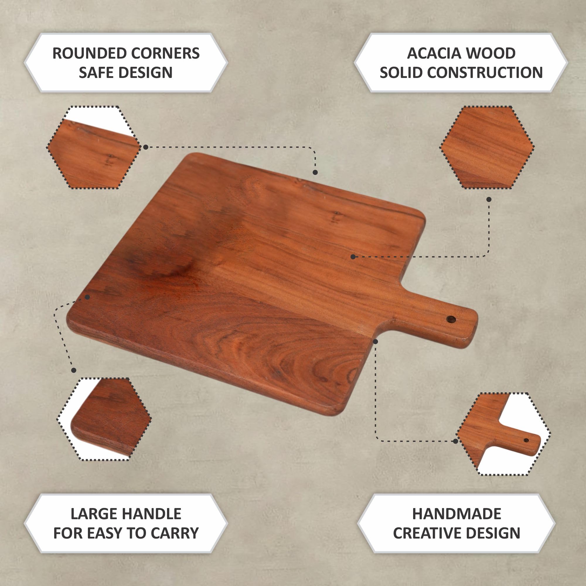 Ariya 11x7.6 Inch Acacia Wood Serving Platter with Handle – Snacks & Fruits Tray