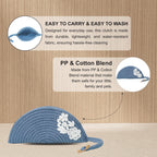 ARIYA Stylish Unique Handmade Blue & White Line (PP & Cotton Blend) Clutch Bag with Flower, Perfect for Parties, Weddings & Everyday Outings